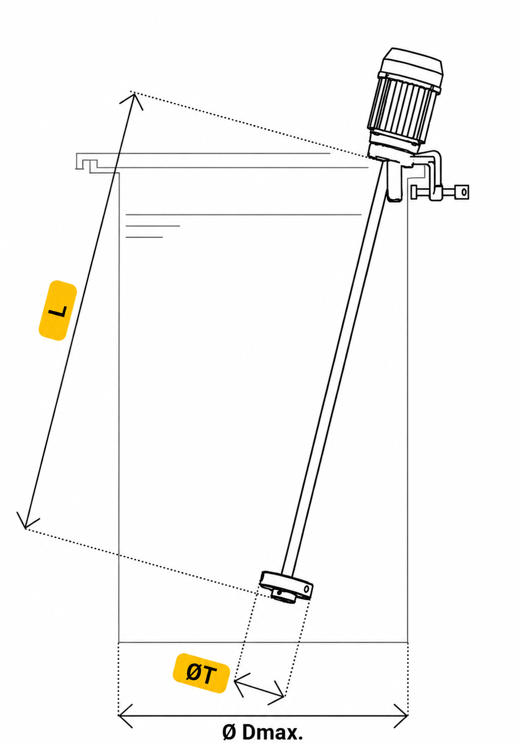 Dimensiones de montaje con pinza Mixer 1.1